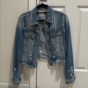 HIDDEN REBEL LIGHT WASH FRAYED DENIM JACKET SIZE S